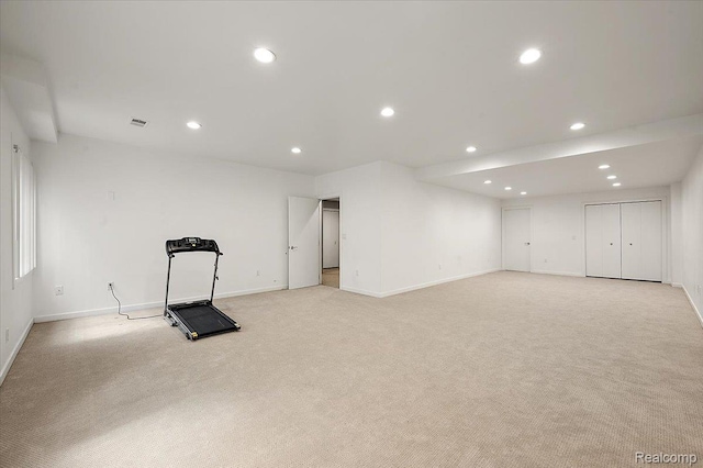 6280 Branford Dr, West Bloomfield, MI 48322 - exercise area with light carpet and recessed lighting