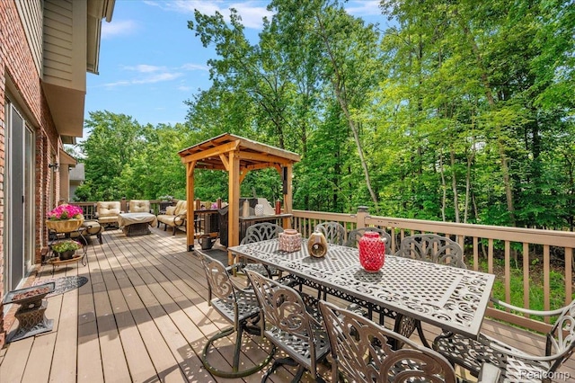 6280 Branford Dr, West Bloomfield, MI 48322 - wooden terrace with outdoor lounge area and outdoor dining space