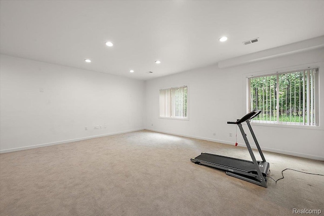 6280 Branford Dr, West Bloomfield, MI 48322 - exercise area featuring recessed lighting and carpet flooring
