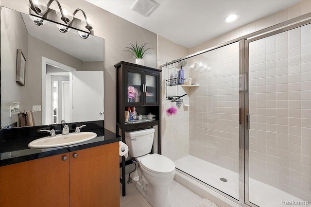 6280 Branford Dr, West Bloomfield, MI 48322 - bathroom with a stall shower, vanity, and tile patterned flooring