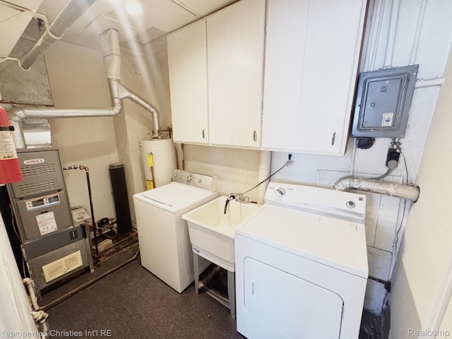 2343 Bonner St, Ferndale, MI 48220 - washroom with independent washer and dryer, electric water heater, electric panel, and cabinet space