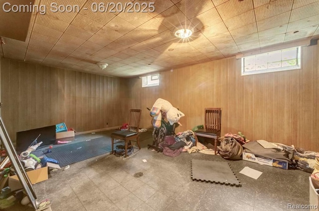 13980 Prevost St, Redford, MI 48227 - below grade area with wood walls and tile patterned floors