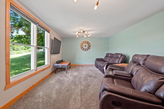 10456 Ferris Ave, Grant, MI 49327 - living area with carpet and a chandelier