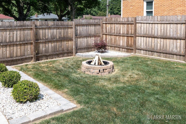 1426 Lancashire SE, Grand Rapids, MI 49508 - fenced backyard featuring an outdoor fire pit