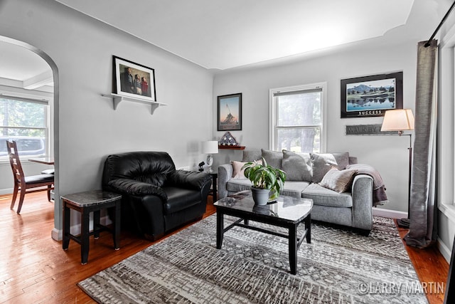 1426 Lancashire SE, Grand Rapids, MI 49508 - living area with arched walkways and wood finished floors