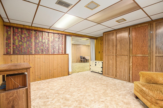 18169 6th Avenue Rd, Three Rivers, MI 49093 - sitting room featuring carpet flooring and wooden walls