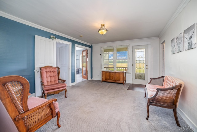 8603 Millington Rd, Vassar, MI 48768 - living area featuring crown molding and carpet