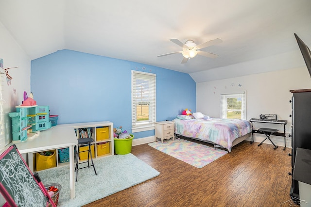 8603 Millington Rd, Vassar, MI 48768 - bedroom with lofted ceiling, wood finished floors, and ceiling fan