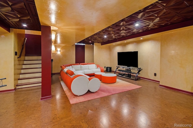 15740 Aspen Dr, Romulus, MI 48174 - living room featuring baseboards and stairway
