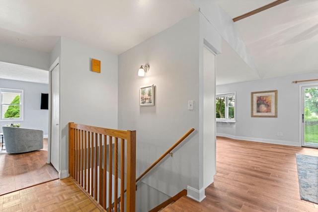 749 Foxboro Ct, Saline, MI 48176 - hallway with an upstairs landing and wood finished floors
