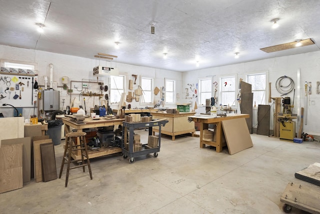9435 Community Hall Rd, Union Pier, MI 49129 - miscellaneous room with a workshop area, concrete floors, and plenty of natural light