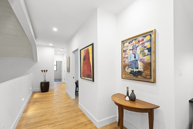 9435 Community Hall Rd, Union Pier, MI 49129 - hallway featuring light wood-style floors and recessed lighting