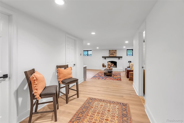 163 Manorwood Dr, Bloomfield Hills, MI 48304 - sitting room featuring recessed lighting, light wood finished floors, and a fireplace