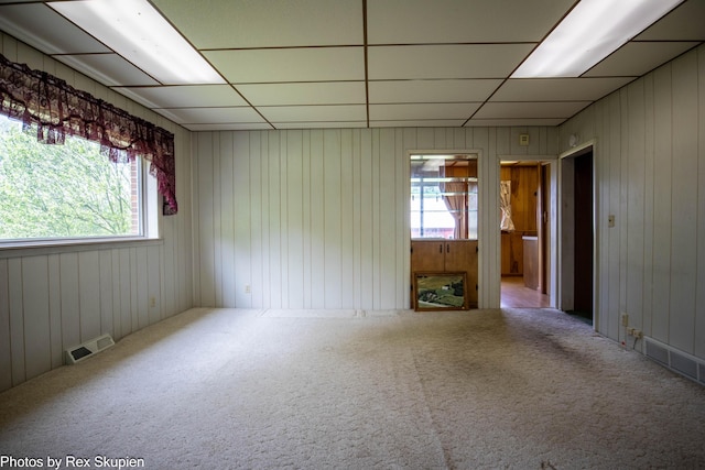 3193 W 112th St, Grant, MI 49327 - unfurnished room featuring plenty of natural light, carpet, and wood walls