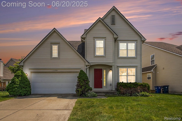 3244 Buckhorn Ct, Ann Arbor, MI 48105 - traditional-style home featuring driveway, a front yard, and a garage