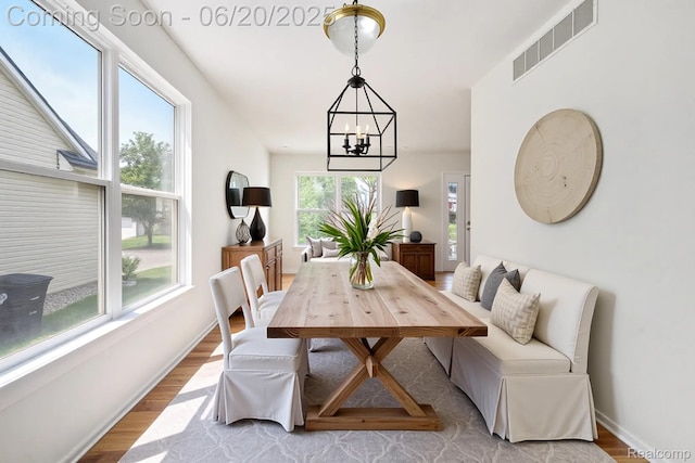 3244 Buckhorn Ct, Ann Arbor, MI 48105 - dining area with wood finished floors and a chandelier