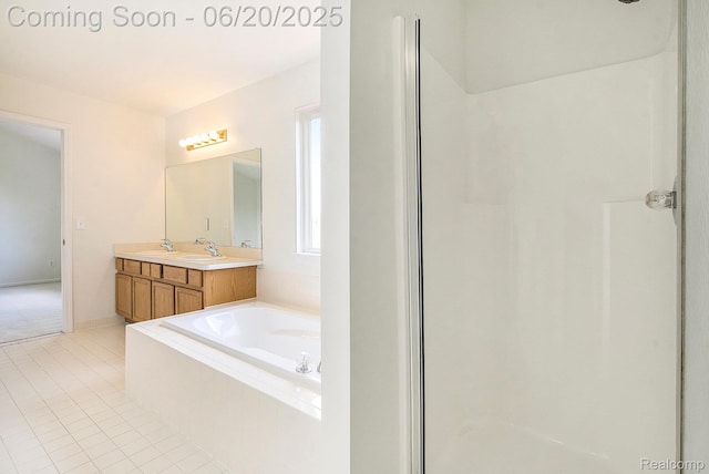 3244 Buckhorn Ct, Ann Arbor, MI 48105 - full bath with vanity, a bath, tile patterned flooring, and a shower