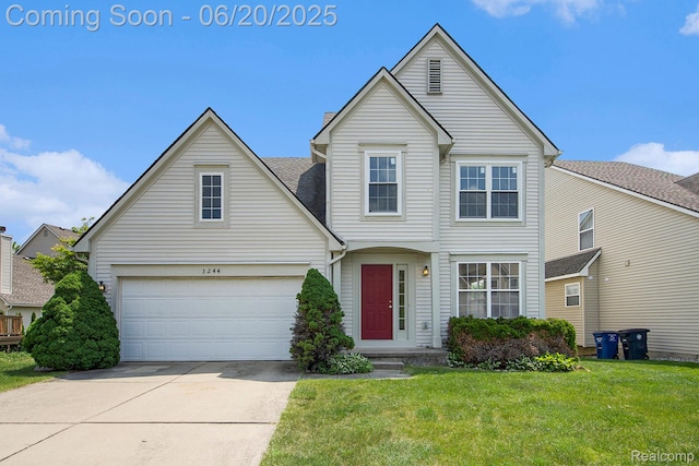 3244 Buckhorn Ct, Ann Arbor, MI 48105 - traditional-style house with driveway, a front yard, and an attached garage