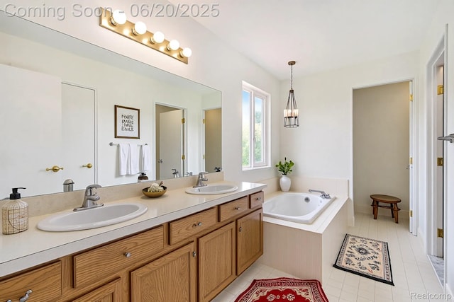 3244 Buckhorn Ct, Ann Arbor, MI 48105 - full bathroom featuring double vanity, a bath, and tile patterned floors
