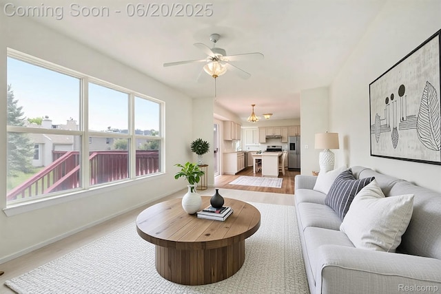 3244 Buckhorn Ct, Ann Arbor, MI 48105 - living area featuring a ceiling fan and baseboards