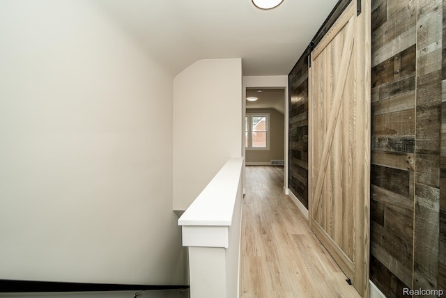 1922 N Wilson Ave, Royal Oak, MI 48073 - hall with light wood-style floors and a barn door