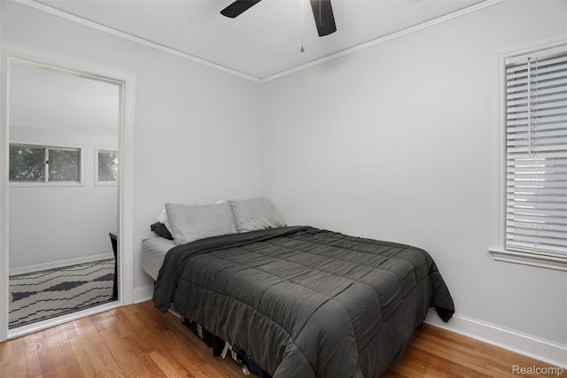 1605 N Vermont Ave, Rochester, MI 48067 - bedroom featuring wood finished floors, ornamental molding, and ceiling fan