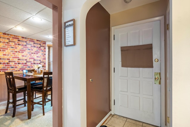 11372 Riverdale Ave, Redford, MI 48239 - entryway with arched walkways, a drop ceiling, recessed lighting, and light tile patterned flooring