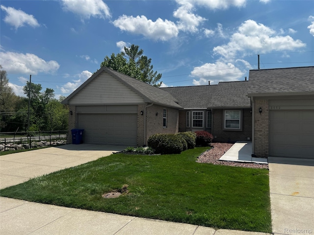 3025 Harbor Ct, Waterford, MI 48328 - ranch-style home with brick siding, a garage, concrete driveway, and a shingled roof