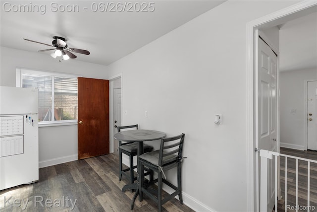 9468 Washington St, Romulus, MI 48174 - dining space featuring wood finished floors and ceiling fan