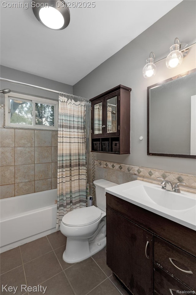 9468 Washington St, Romulus, MI 48174 - full bath featuring vanity, tile patterned flooring, shower / tub combo, and tile walls