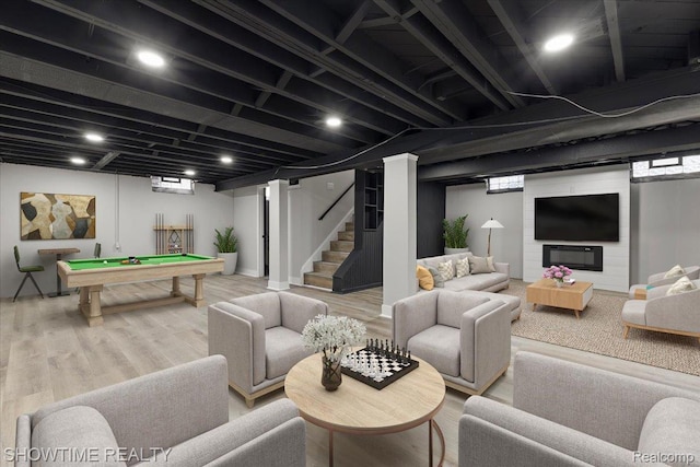 24611 Kenosha St, Oak Park, MI 48237 - playroom with billiards table and wood finished floors