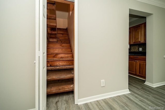 3911 Thomas Ave, Berkley, MI 48072 - stairway with wood finished floors and ornamental molding