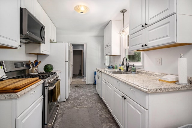 10158 US Highway 31, Berrien Springs, MI 49103 - kitchen featuring stainless steel gas range, white cabinets, and light countertops
