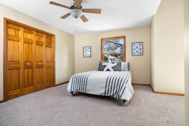 1724 N Ridge Rd, Mears, MI 49436 - bedroom with light carpet and a ceiling fan