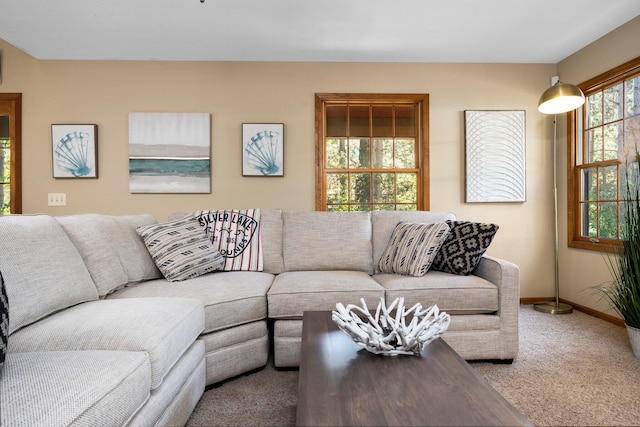 1724 N Ridge Rd, Mears, MI 49436 - carpeted living room featuring baseboards