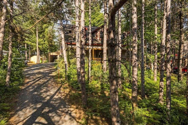 1724 N Ridge Rd, Mears, MI 49436 - exterior space featuring dirt driveway and a garage