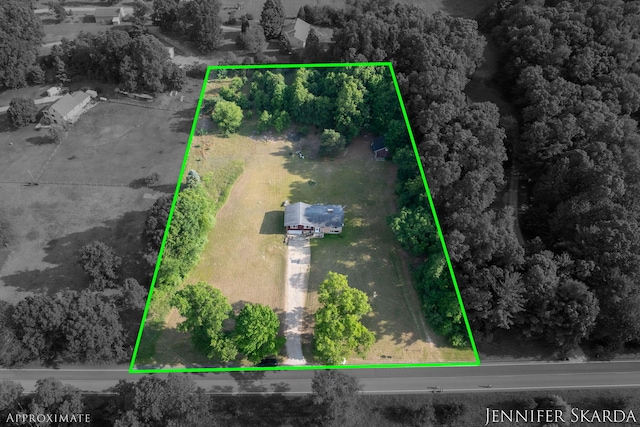 9546 Benham St NE, Cedar Springs, MI 49319 - aerial view of property and surrounding area featuring property boundaries highlighted