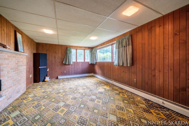 9546 Benham St NE, Cedar Springs, MI 49319 - unfurnished room with wooden walls and a paneled ceiling