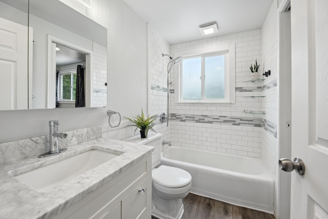 2362 Georgetown Blvd, Ann Arbor, MI 48105 - full bath with vanity, wood finished floors, and  shower combination