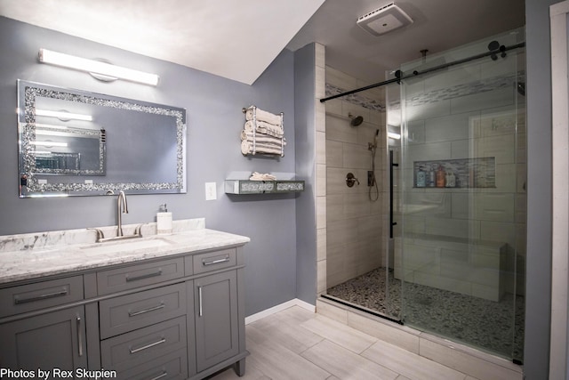 4295 S Gordon Ave, Fremont, MI 49412 - full bathroom featuring a shower stall and vanity