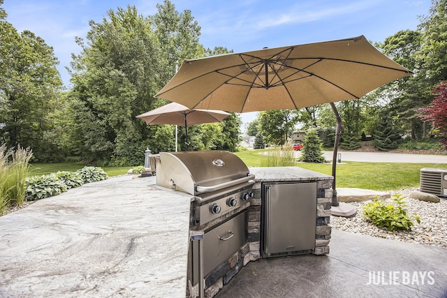 12828 Bayou Ct, Wayland, MI 49348 - view of patio featuring an outdoor kitchen