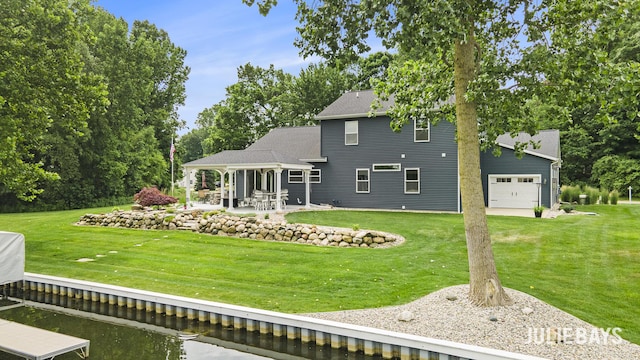 12828 Bayou Ct, Wayland, MI 49348 - rear view of house with a lawn, a patio, and a gazebo