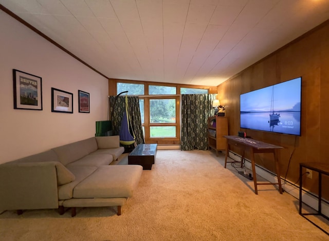 3431 Pineview Dr, Dexter, MI 48130 - living room with carpet floors and a baseboard heating unit