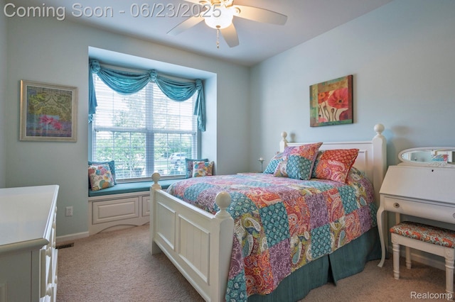 601 Acadia Ct, Howell, MI 48843 - bedroom featuring light colored carpet and a ceiling fan