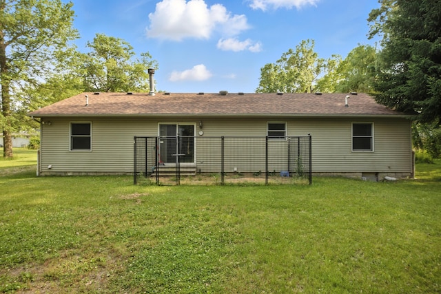 26434 King Rd, Romulus, MI 48174 - rear view of property with a shingled roof and crawl space