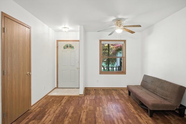 26434 King Rd, Romulus, MI 48174 - foyer entrance featuring wood finished floors and a ceiling fan