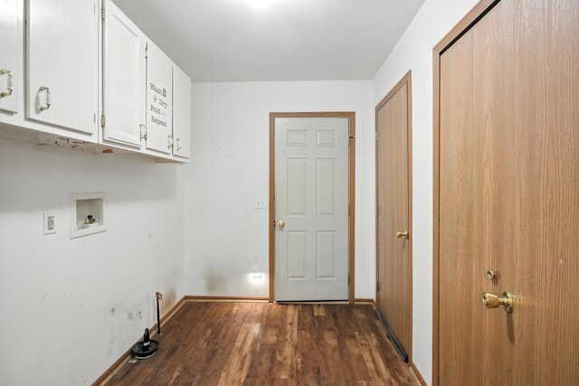 26434 King Rd, Romulus, MI 48174 - laundry room with cabinet space, dark wood finished floors, and washer hookup