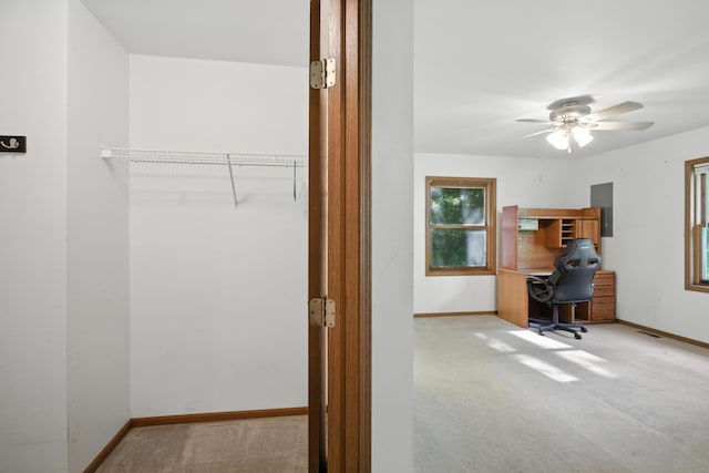 26434 King Rd, Romulus, MI 48174 - office featuring carpet, electric panel, and a ceiling fan