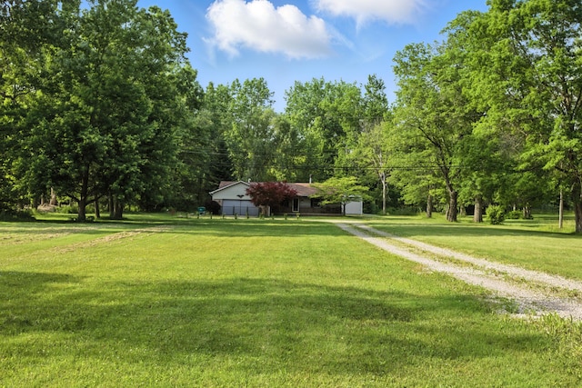 26434 King Rd, Romulus, MI 48174 - view of grassy yard with driveway and a storage shed