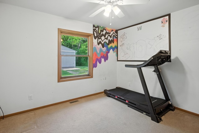 26434 King Rd, Romulus, MI 48174 - exercise area featuring carpet flooring and ceiling fan